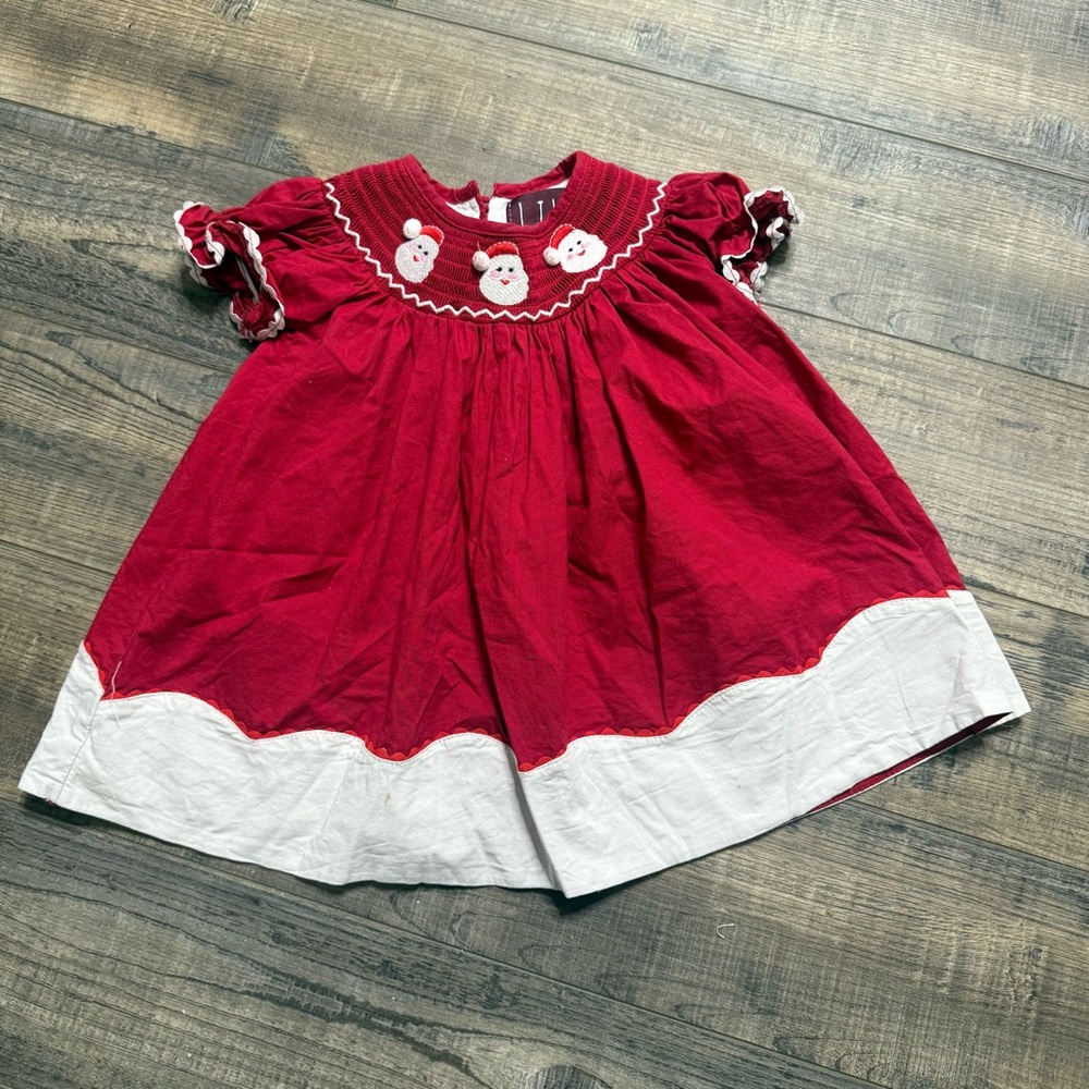 Lil Cactus Santa Clause Smock Red White Dress